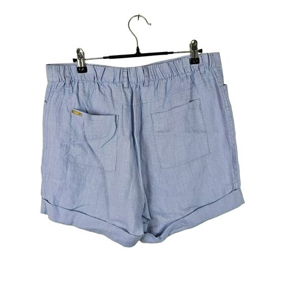 Ellen Tracy Company 100% Linen Shorts Womens Size M Chambray ECMS77026 Blue - Picture 2 of 5